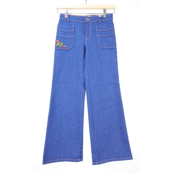 NWT Gucci Kids Girls Embroidered Flare Leg jeans Size 8 - Picture 1 of 9